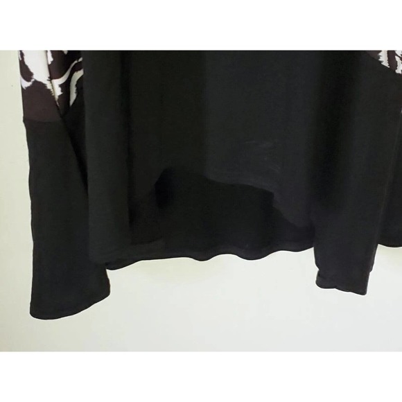 Midnight Velvet Long Sleeve Color Block Red Black White High Low Hem Large - Picture 6 of 11